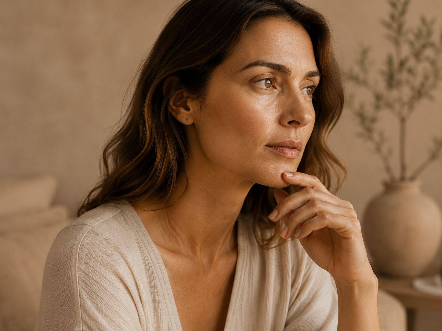 Woman considering her health and wellbeing